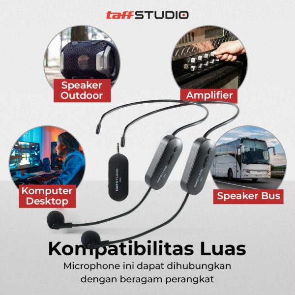 TaffSTUDIO Wireless Microphone 2.4G Headset 2 PCS with Receiver - SI02