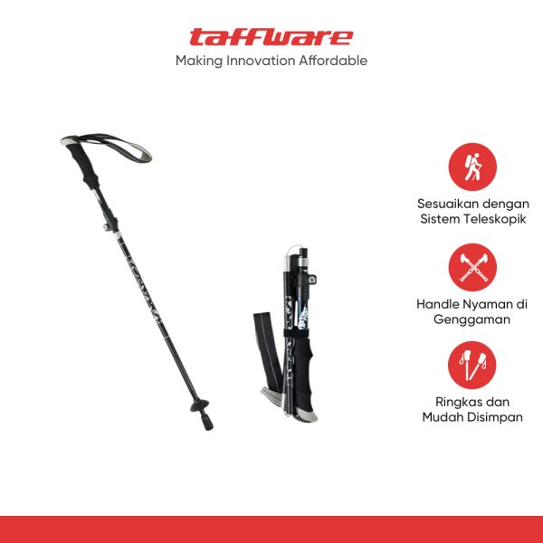 TaffSPORT Tongkat Hiking Lipat Trekking Pole Aluminium Alloy 110cm - 101