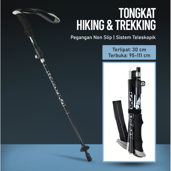 TaffSPORT Tongkat Hiking Lipat Trekking Pole Aluminium Alloy 110cm - 101
