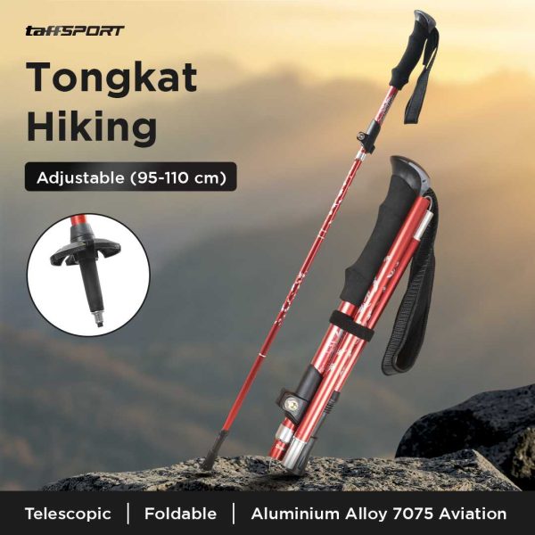 TaffSPORT Tongkat Hiking Lipat Trekking Pole Aluminium Alloy 110cm - 101
