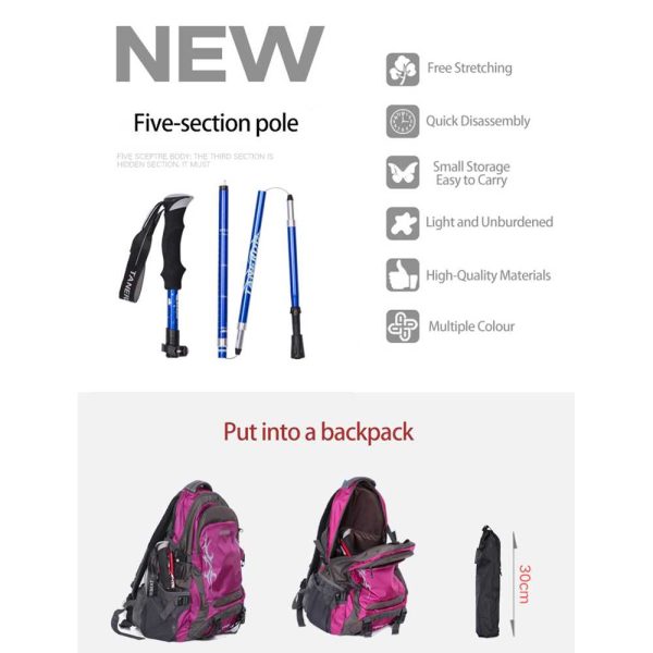 TaffSPORT Tongkat Hiking Lipat Trekking Pole Aluminium Alloy 110cm - 101