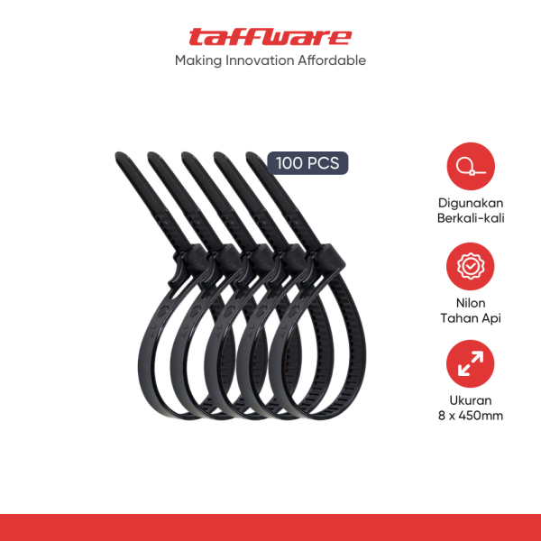 TaffGUARD Kabel Ties Zip Cable Organizer Reusable 8x450mm 100 PCS - NL816