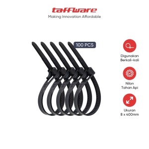 TaffGUARD Kabel Ties Zip Cable Organizer Reusable 8x400mm 100 PCS - NL816