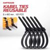 TaffGUARD Kabel Ties Zip Cable Organizer Reusable 8x400mm 100 PCS - NL816