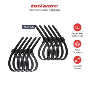 TaffGUARD Kabel Ties Zip Cable Organizer Reusable 8x300mm 100 PCS - NL816