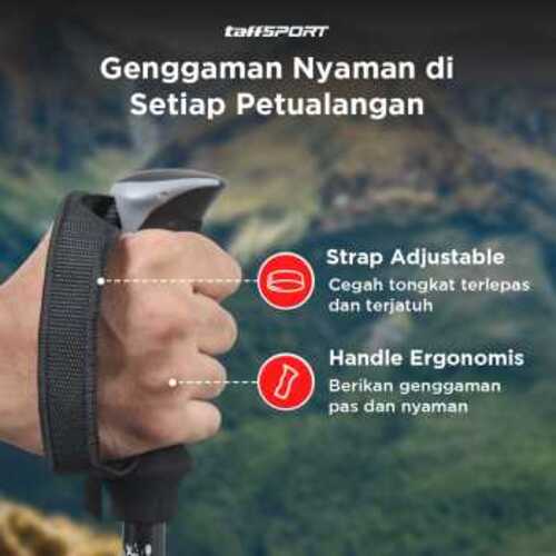 TaffSPORT Tongkat Hiking Lipat Trekking Pole Aluminium Alloy 110cm - 101