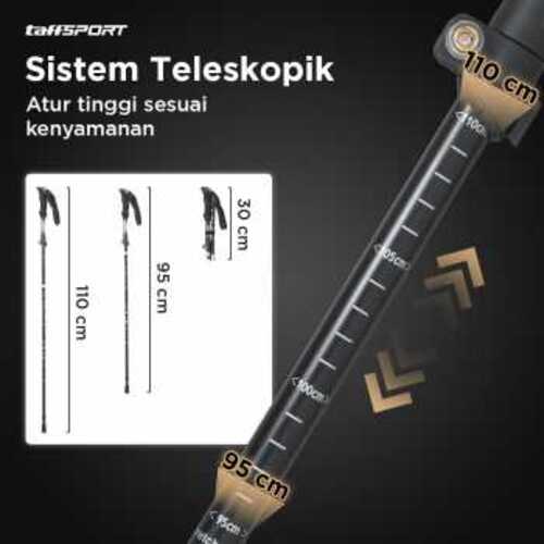 TaffSPORT Tongkat Hiking Lipat Trekking Pole Aluminium Alloy 110cm - 101