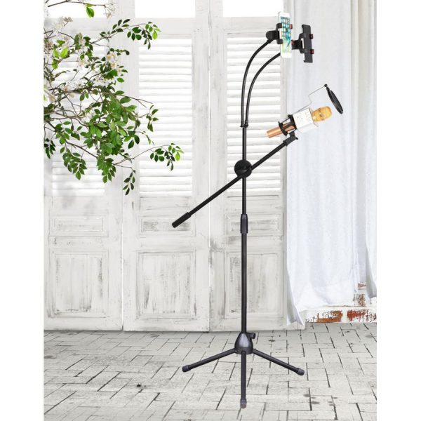 TaffSTUDIO Microphone Standing Tripod with 2 x Smartphone Holder - NB-03