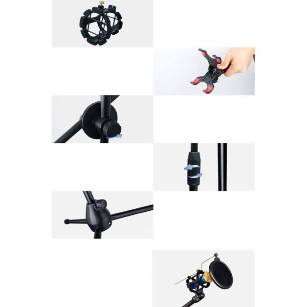 TaffSTUDIO Microphone Standing Tripod with 2 x Smartphone Holder - NB-03