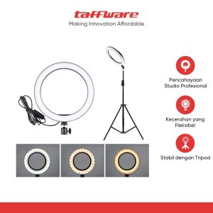 TaffSTUDIO Lampu Ring Light LED 3in1 Color Tripod Holder 25.5cm 12W - QX-260