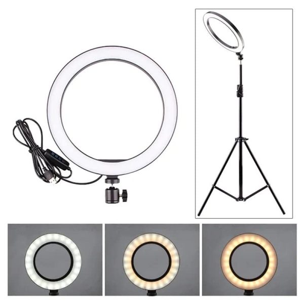 TaffSTUDIO Lampu Ring Light LED 3in1 Color Tripod Holder 25.5cm 12W - QX-260