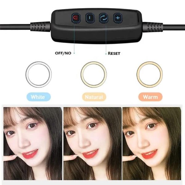 TaffSTUDIO Lampu Ring Light LED 3in1 Color Tripod Holder 25.5cm 12W - QX-260