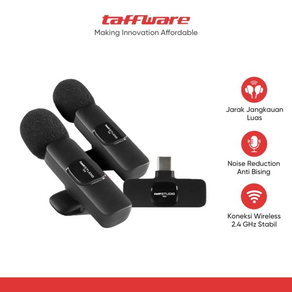 TaffSTUDIO Mikrofon Wireless Lavalier Microphone USBTypeC 2.4GHz 2 Mic - E60
