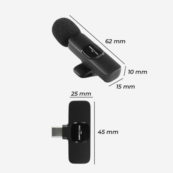 TaffSTUDIO Mikrofon Wireless Lavalier Microphone USBTypeC 2.4GHz 2 Mic - E60
