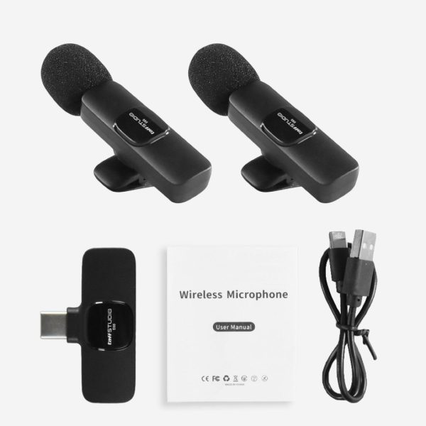 TaffSTUDIO Mikrofon Wireless Lavalier Microphone USBTypeC 2.4GHz 2 Mic - E60