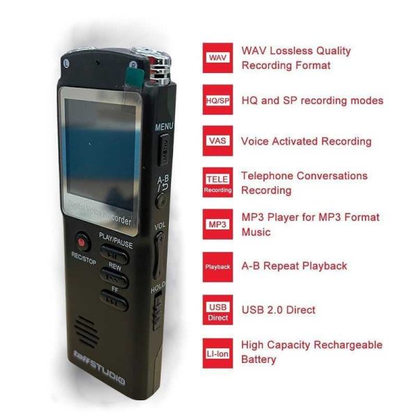 TaffSTUDIO Perekam Suara Digital Voice Recorder 8GB - T60