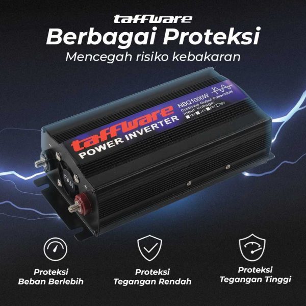 Taffware Power Inverter Mobil Pure Sine Wave DC 60V to AC 220V 1000W - NBQ1000W