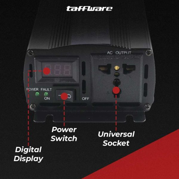 Taffware Power Inverter Mobil Pure Sine Wave DC 60V to AC 220V 1000W - NBQ1000W