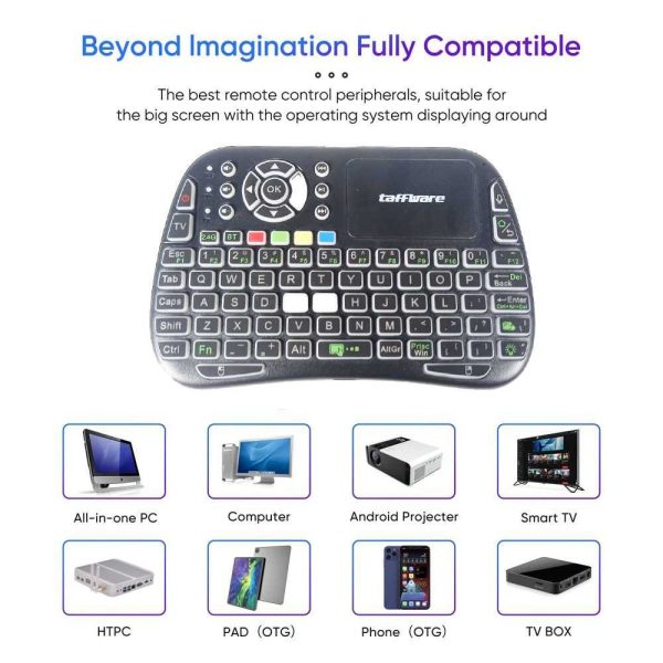 Taffware Keyboard Mini Touchpad Air Mouse IR Learning 2.4GHz Bluetooth - M9