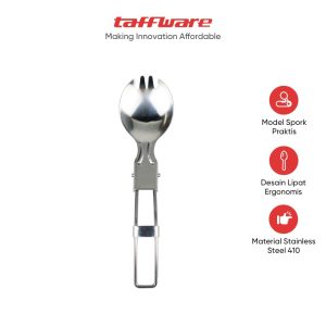 TaffSPORT Foldable Spoon Fork Sendok Garpu Lipat Stainless Steel - SVGF2