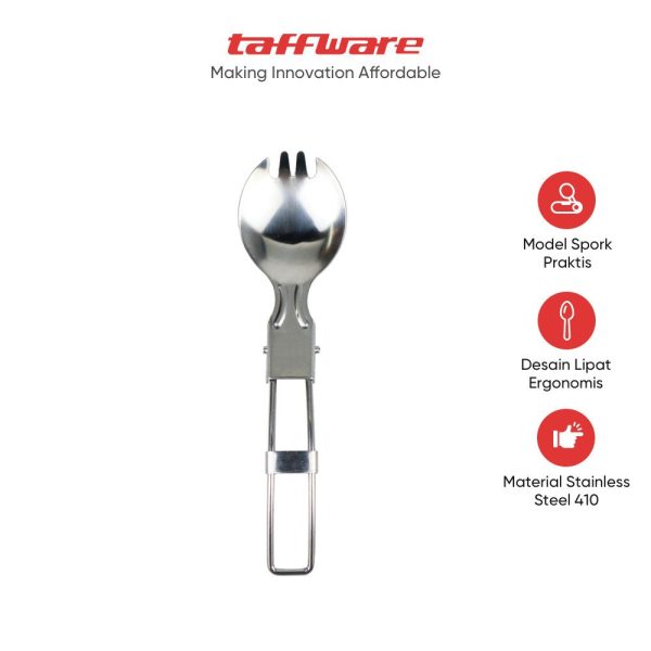 TaffSPORT Foldable Spoon Fork Sendok Garpu Lipat Stainless Steel - SVGF2
