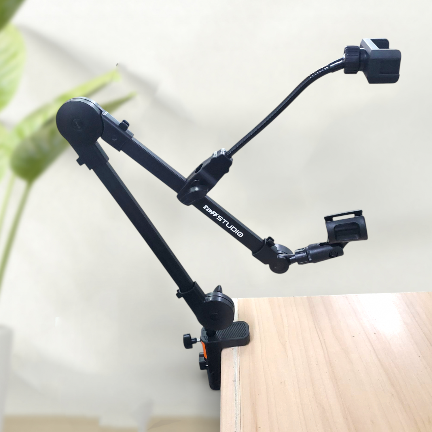 TaffSTUDIO Stand Holder Mikrofon Boom Arm Lazypod with Phone Holder - AK-V7