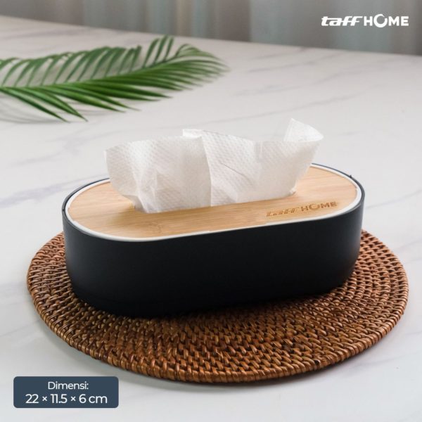 2 TaffHOME Kotak Tisu Kayu Oval Lifting Tissue Box Storage- KE21