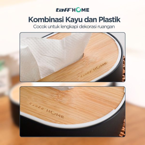 5 TaffHOME Kotak Tisu Kayu Oval Lifting Tissue Box Storage- KE21