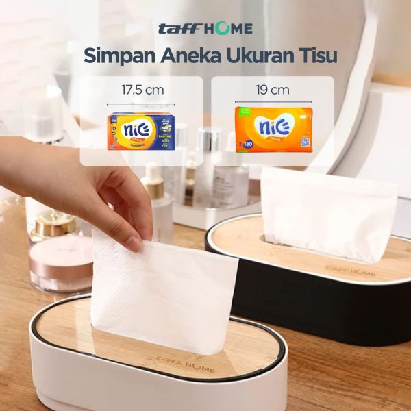 6 TaffHOME Kotak Tisu Kayu Oval Lifting Tissue Box Storage- KE21