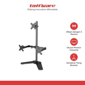 Taffware Bracket TV Table Stand Triple Monitor VESA 100x100 10-27 Inch - KM-T3B