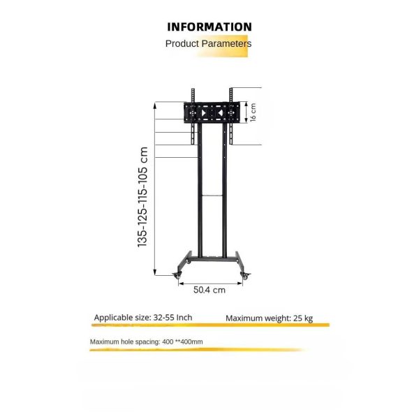 Taffware Bracket TV Floor Stand Wheel VESA 400 x 400 for 32-55 Inch TV - KM-Y602