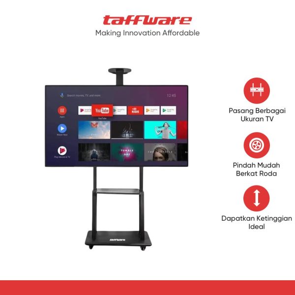 Taffware Bracket TV Floor Stand Wheel VESA 600x400 for 40-75 Inch TV - KM-1700S