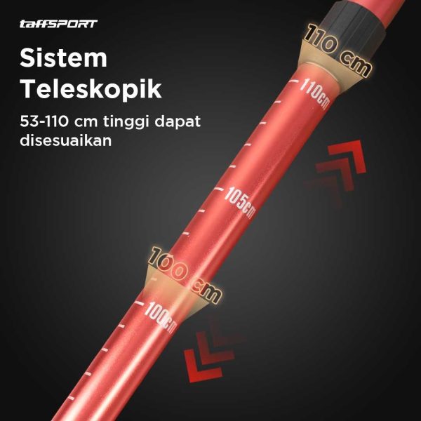 TaffSPORT Tongkat Hiking Trekking Pole Telescopic Aluminium 4 Section - X-110