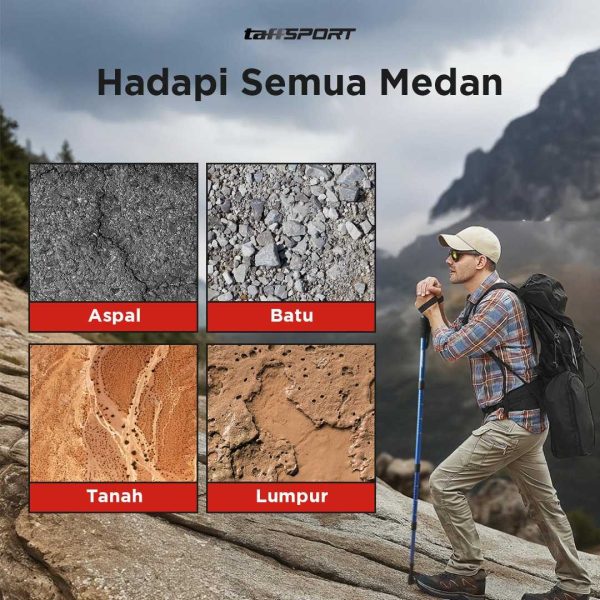 TaffSPORT Tongkat Hiking Trekking Pole Telescopic Aluminium 4 Section - X-110