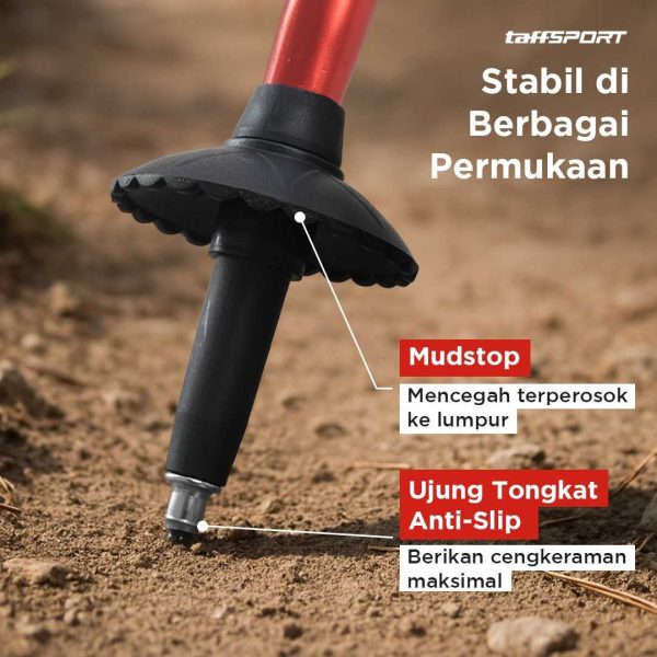TaffSPORT Tongkat Hiking Trekking Pole Telescopic Aluminium 4 Section - X-110