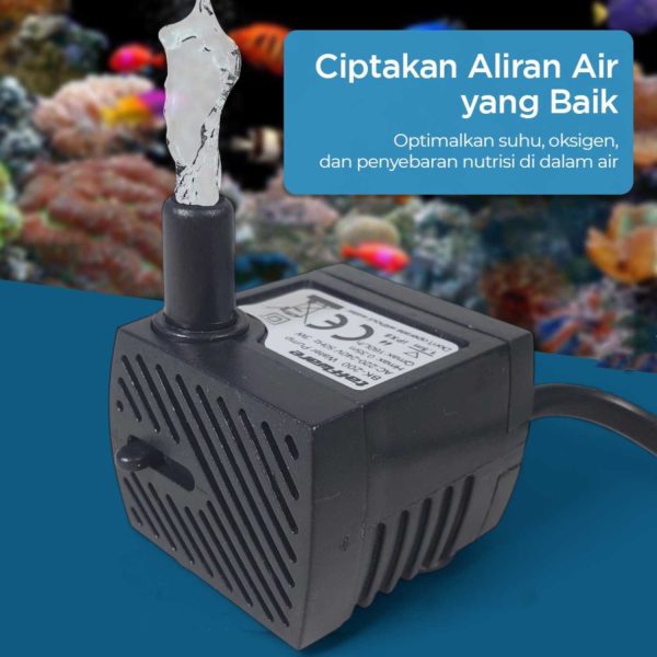 Taffware Pompa Air Mini Aquarium Ikan Submersible Pump Fish Tank 220V - BK-333/200