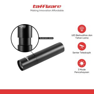 TaffLED Senter LED Mini Rechargable Telescopic Zoom XPE - 3187