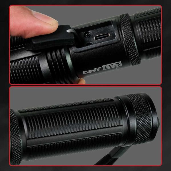TaffLED Senter LED Tactical Flashlight Zoomable Head XHP70 400 Lumens - P7