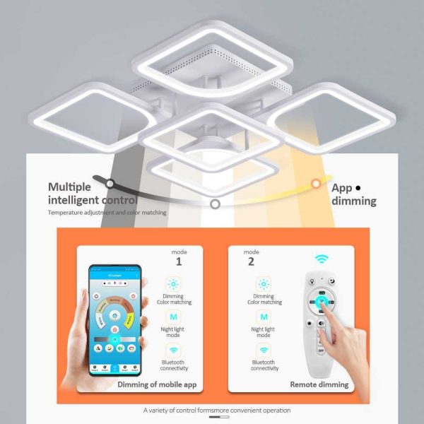 TaffLED Lampu Plafon LED Chandelier Remote App 3 Color 5 Head 60W - IR-41