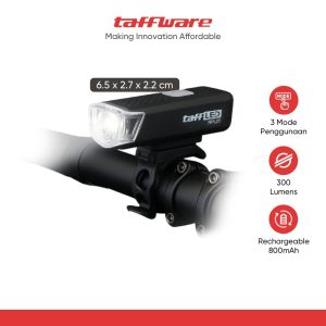TaffLED Lampu Depan Sepeda LED USB Rechargeable 800mAh 300 Lumens - RPL25