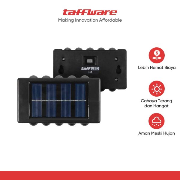 TaffLED Lampu Dinding Solar Outdoor Waterproof Warm White 10 LED - H6