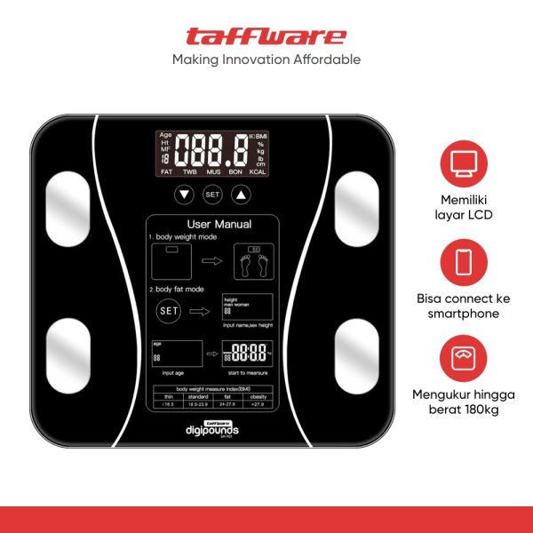 Taffware Digipounds Timbangan Badan Digital Health Scale 180KG SH-Y01
