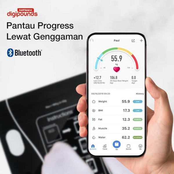 Taffware Digipounds Timbangan Badan Digital Health Scale 180KG SH-Y01