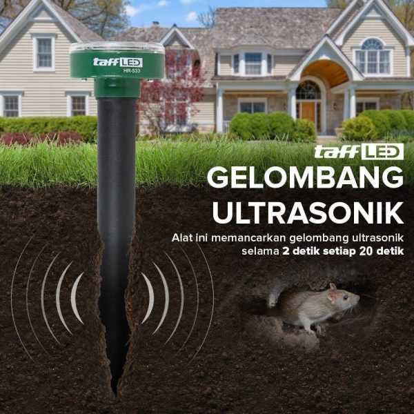 TaffLED Pengusir Tikus Taman Ultrasonic Solar Power Mouse Repellent - HR-533