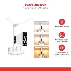 TaffLED Lampu Meja Baca LED Display Double Head USB Power 3in1 7W - BST-7019