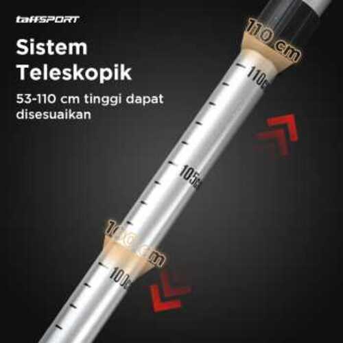 TaffSPORT Tongkat Hiking Trekking Pole Telescopic Aluminium 4 Section - X-110