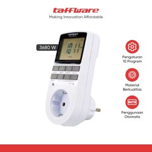 7RAD0BWH Taffware Stop Kontak Digital Timer Switch Programmable Timing - KWE-TM02-EU - White