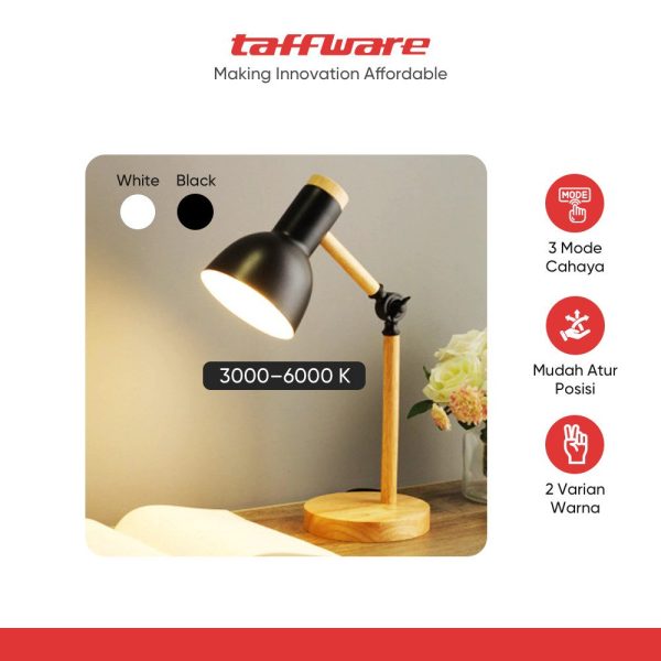 TaffLED Lampu Meja Belajar LED Model Nordic Wooden Art 12W 3in1 Color - PK407