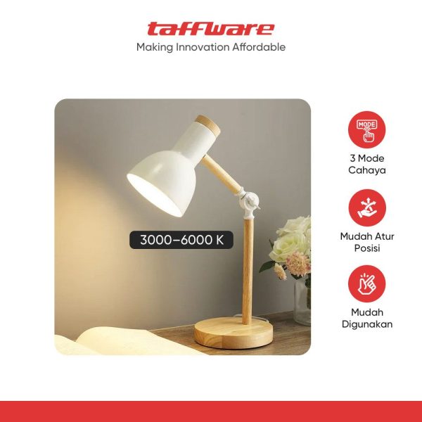TaffLED Lampu Meja Belajar LED Model Nordic Wooden Art 12W 3in1 Color - PK407