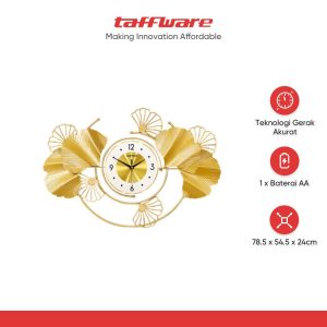 ginee_20251105172552766_6581704779.jpg TaffHOME Jam Dinding Besi Elegan Ginkgo Biloba Silent Movement 78.5cm - 2886J